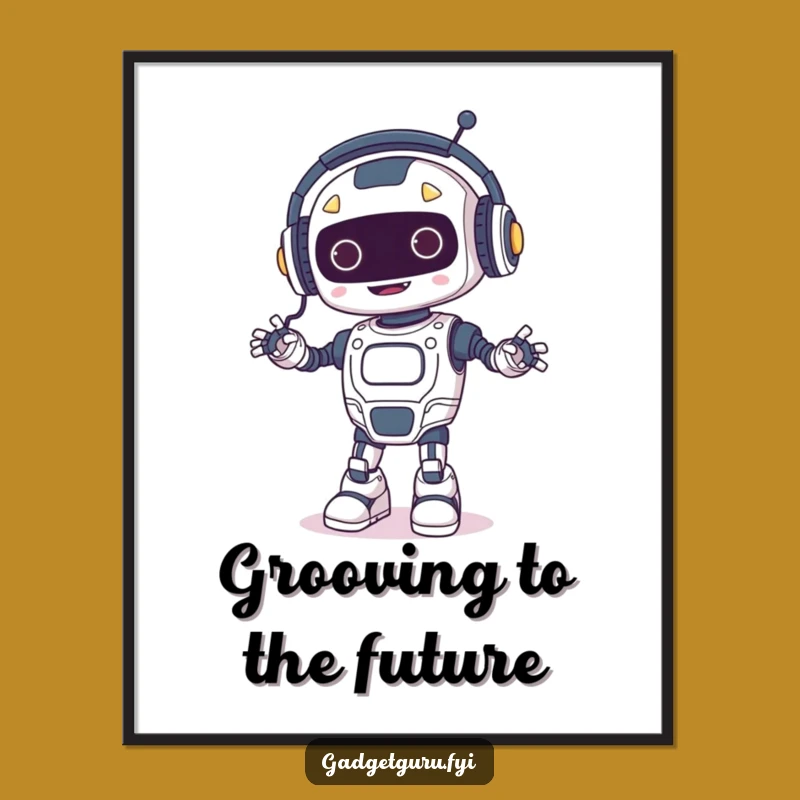 Funny Robot Dancer Poster: Happy Bot Art for Your Techy Space