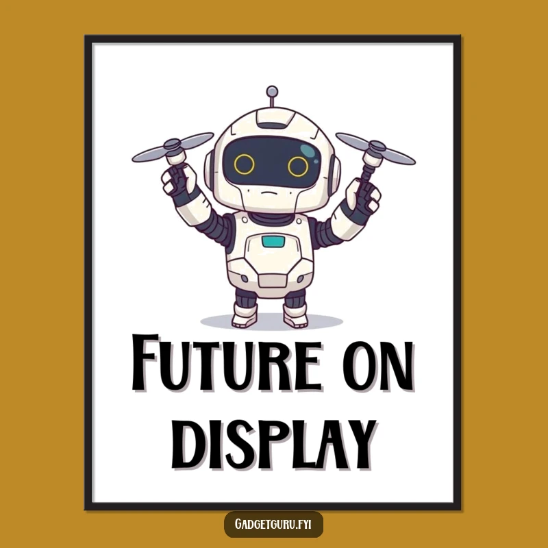 Funny Robot Drone Poster: Techie Art - Hilarious Wall Decor Gift!