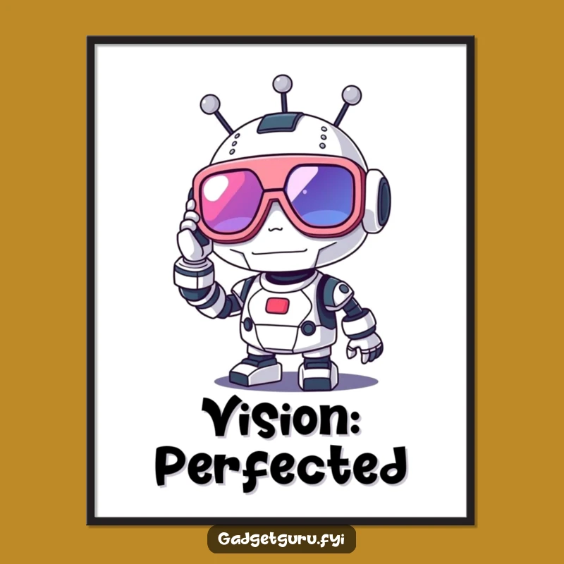 Funny Robot Futures Poster, Retro Tech Art and Whimsical Funny Gift