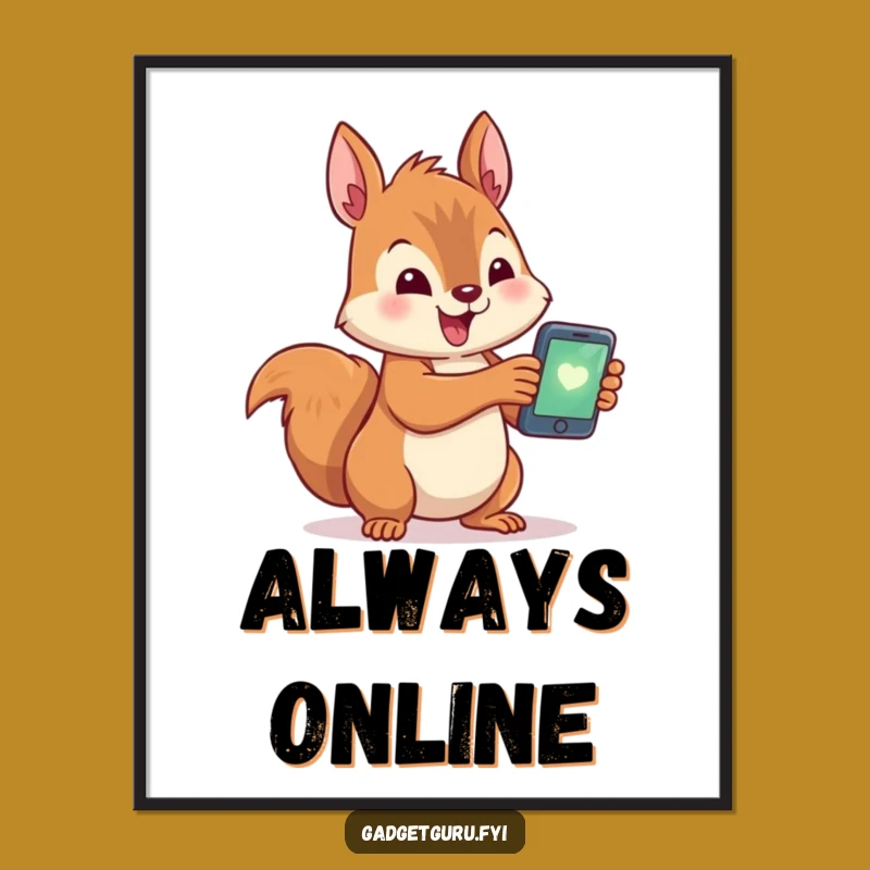 Funny Squirrel Smartphone Poster - Hilarious Wall Art for Tech Fans