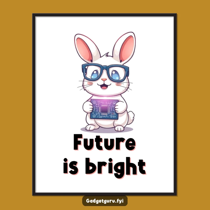Funny Rabbit Scientist Poster: Circuit Board Wall Art