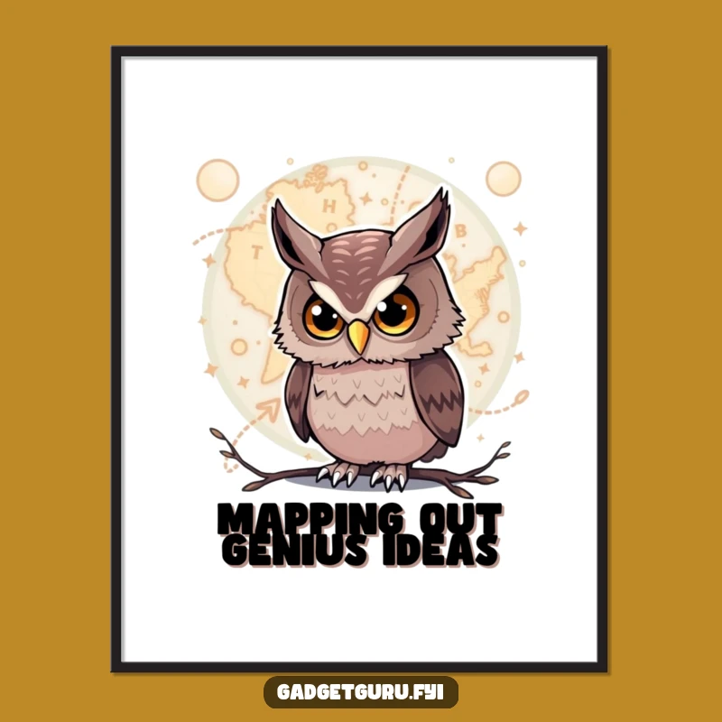 Funny Owl Map Poster: Intriguing Wall Art for Curious Minds & Adventurers