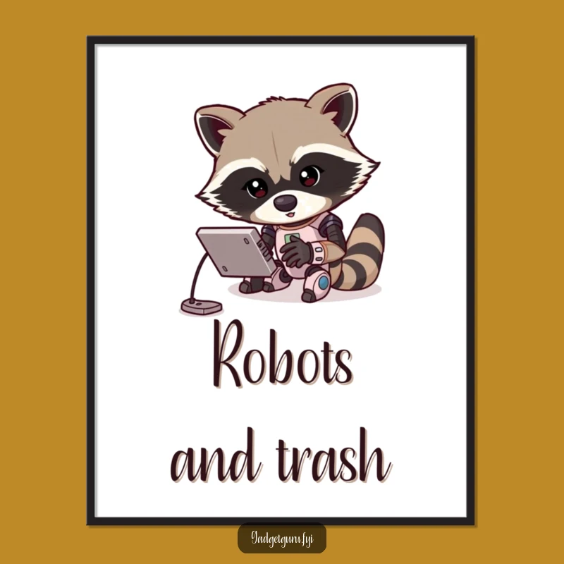 Funny Raccoon Programmer Poster: Hilarious Tech Art for Your Space