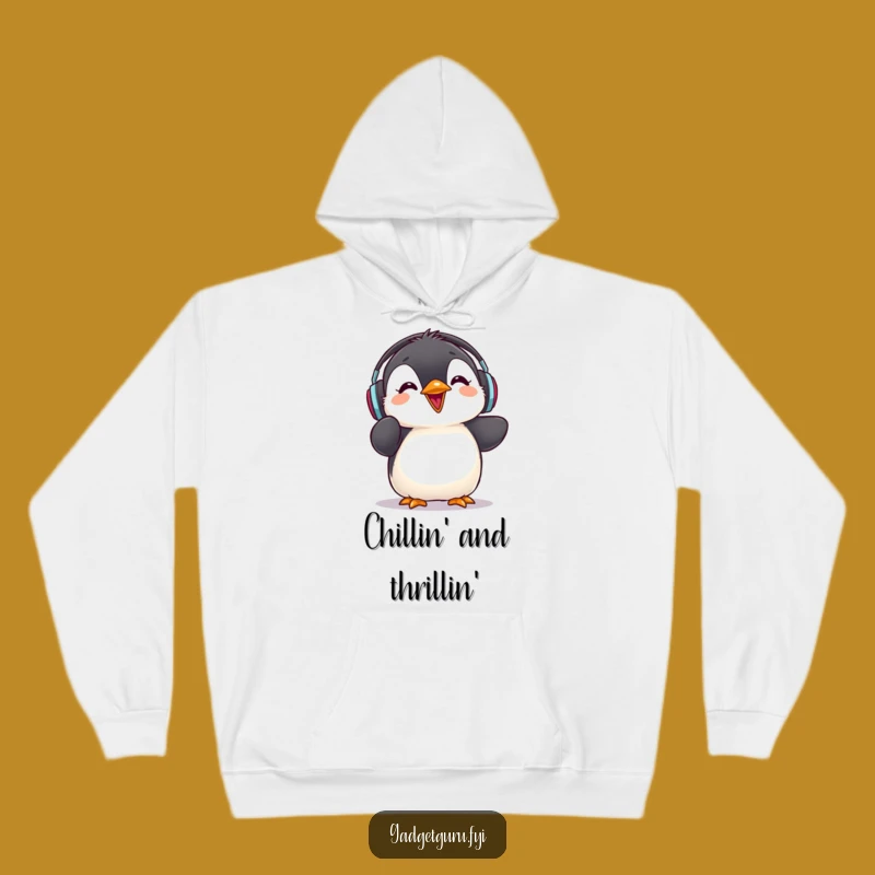 Funny Penguin Beats Hoodie - Cute Headphones Chick - Cozy Music Fan Gift