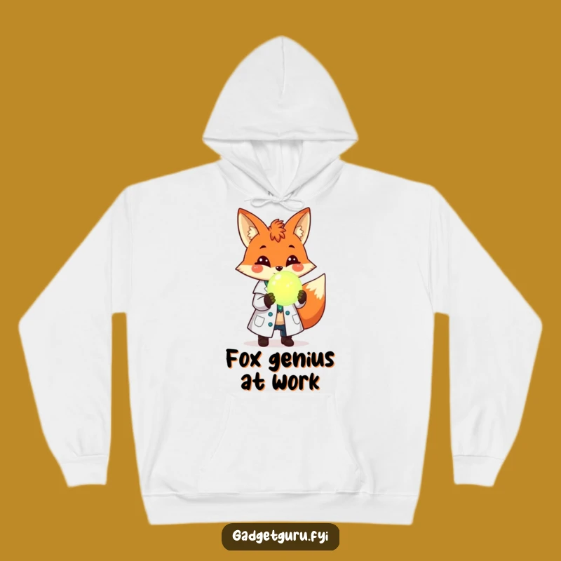 Funny Fox Scientist Hoodie: Cozy Lab Coat Fox With Glowing Orb, Awesome Funny Gift!