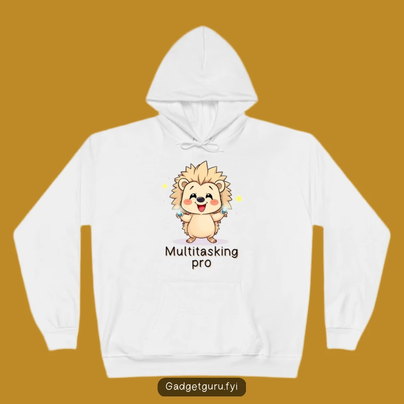 Funny Hedgehog Juggling Hoodie: Happy Character's LED Light Show
