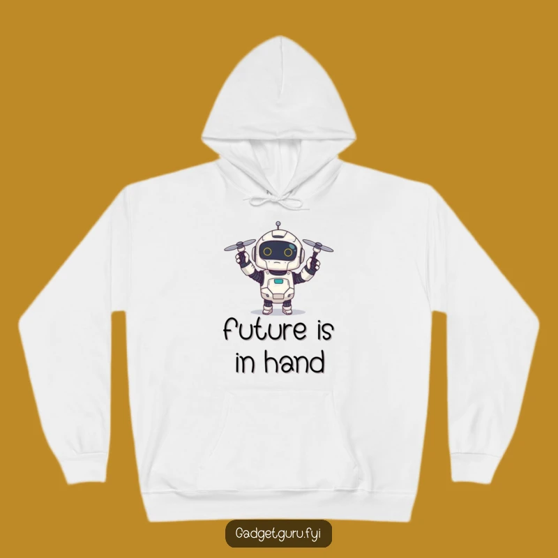 Cozy Funny Robot Hoodie: Drone Tech Comfort - Warm and Hilarious Gift!