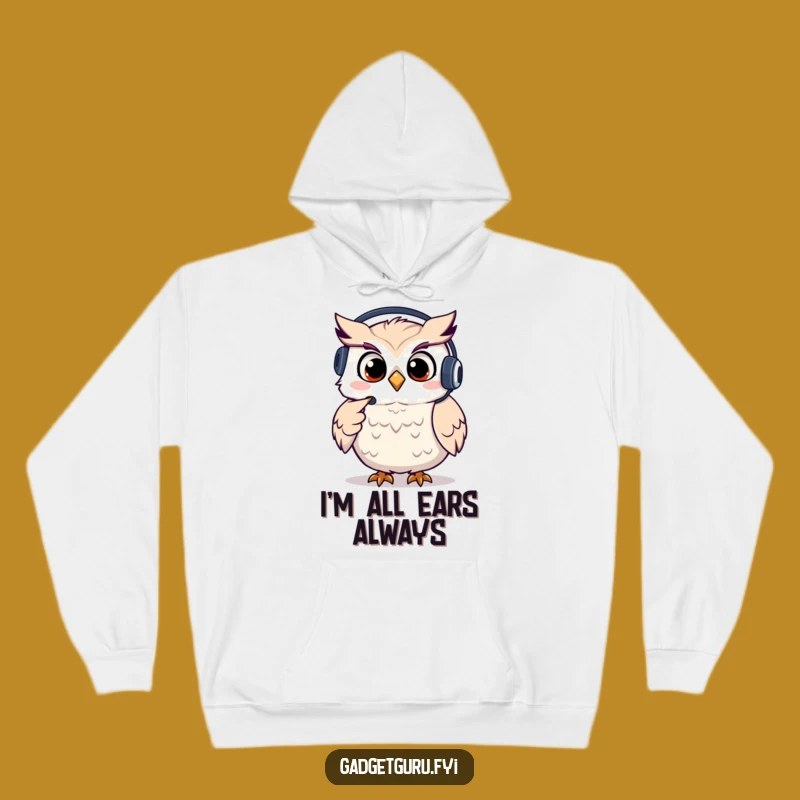 Cozy Funny Owl Headset Hoodie, Warm Support Wear and Funny Gift