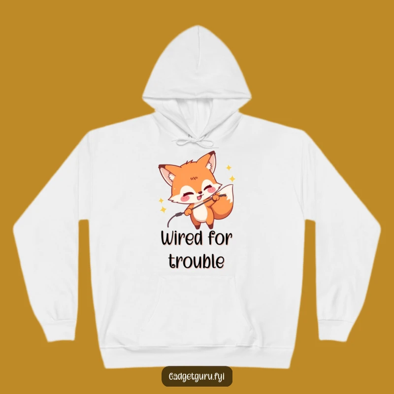 Funny Fox Zapping Wire Hoodie - Cozy & Hilarious Prankster Gear