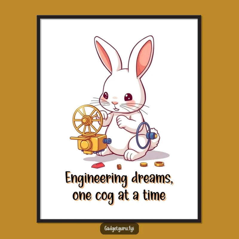 Funny Free Printable Wall Art: Rabbit's Whirring Wonder - Quirky Decor