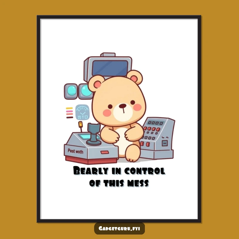Free Printable Bear Tech Wall Art - Funny Downloadable Art for Control Enthusiasts