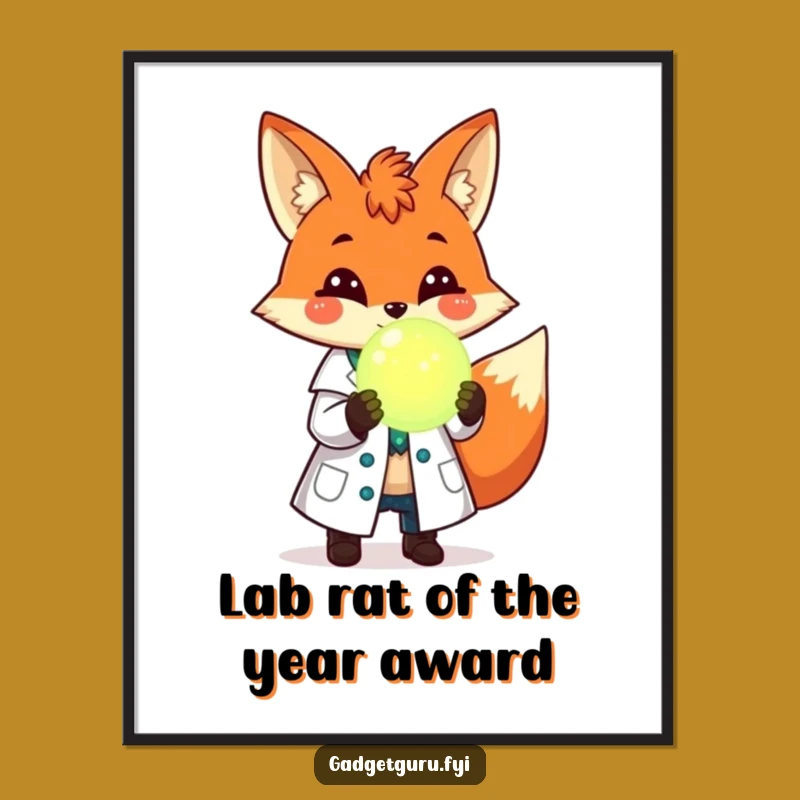 Free Printable Fox Scientist Wall Art - Funny Downloadable Art for Quirky Decor