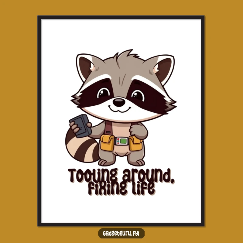 Free Printable Wall Art: Funny Raccoon Mechanic Downloadable Art for DIY Decor