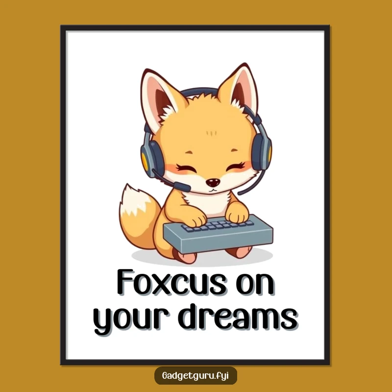 Funny Free Printable Wall Art: Fox Cub Coder - Downloadable Tech Decor