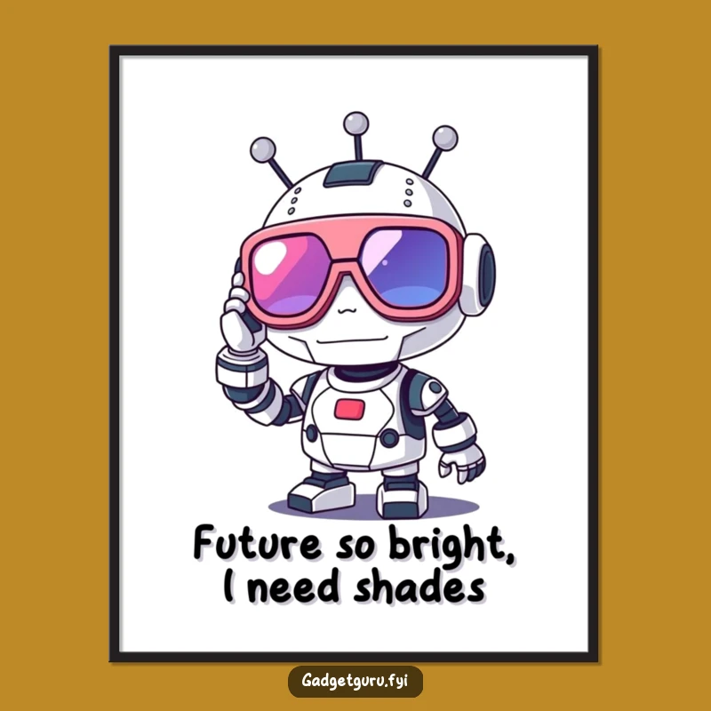Funny Free Printable Wall Art: Robot Adjusting Sci-Fi Glasses Downloadable Decor