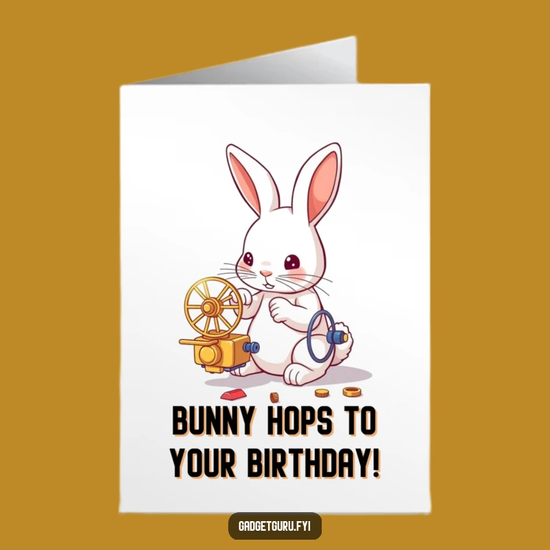 Funny Free Printable Birthday Card: Rabbit's Gadget Genius - Downloadable Gift