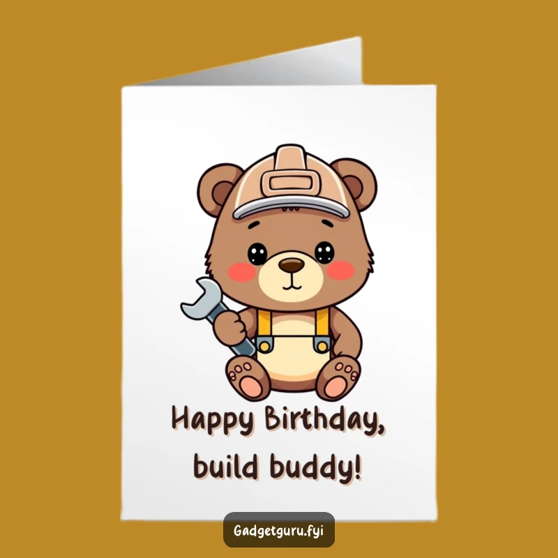 Free Printable Bear Cub Builder Birthday Card: Funny Downloadable DIY Gift for Little Handymen