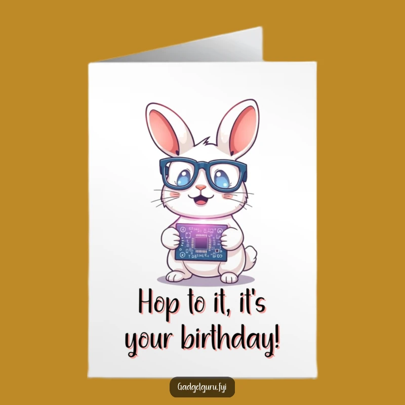 Free Printable Birthday Card: Rabbit Engineer - Funny Tech Downloadable Gift