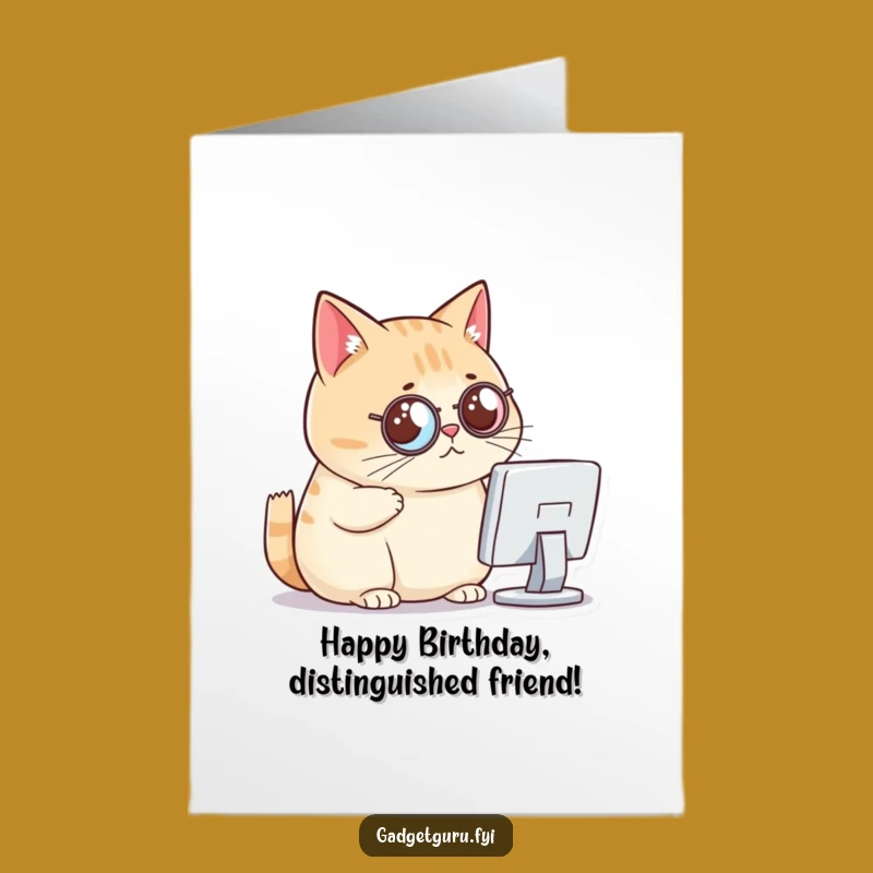 Free Printable Fancy Cat Birthday Card: Critical Downloadable Gift for Discerning Owners