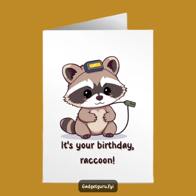 Free Printable Funny Birthday Card: Raccoon Fixes Birthday Surprise!