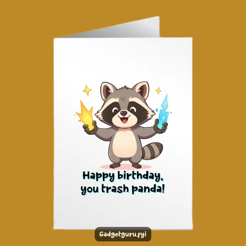 Free Printable Funny Raccoon Power Birthday Card - Downloadable Humorous Gift