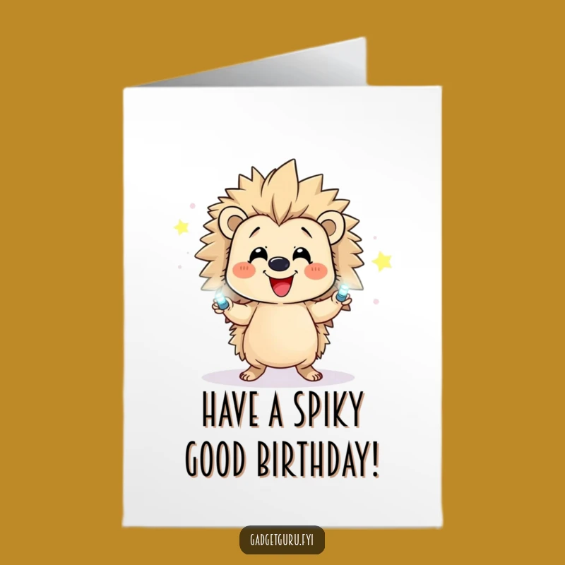 Free Printable Juggling Hedgehog Birthday Card - Funny Downloadable DIY Gift for a Bright Celebration