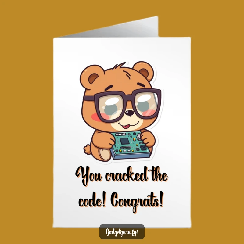 Free Printable Congrats Card: Bear Tech Genius - Clever Downloadable Gift!