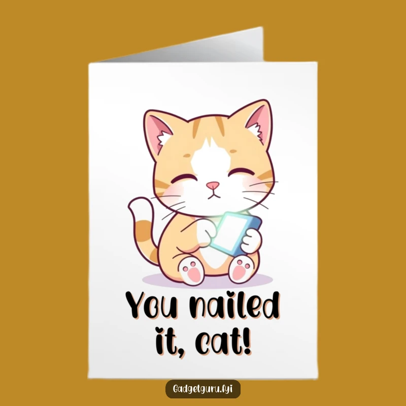 Free Printable Congrats Card: Cat's Screen Obsession - Celebrate Their Win!