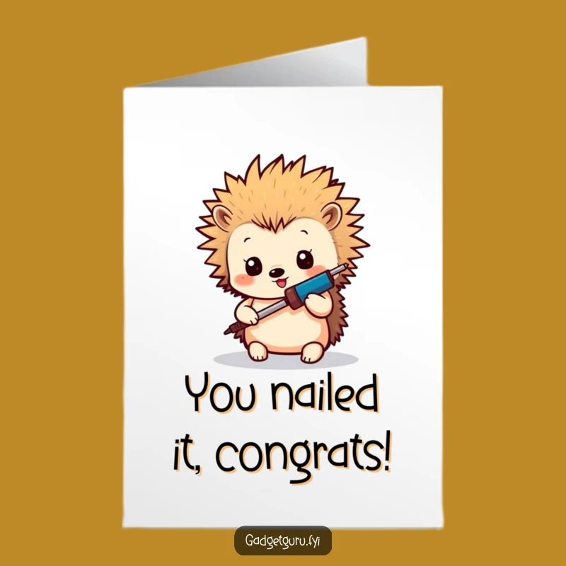 Free Printable Congrats Card: Funny Hedgehog Crafter, DIY Downloadable Gift!