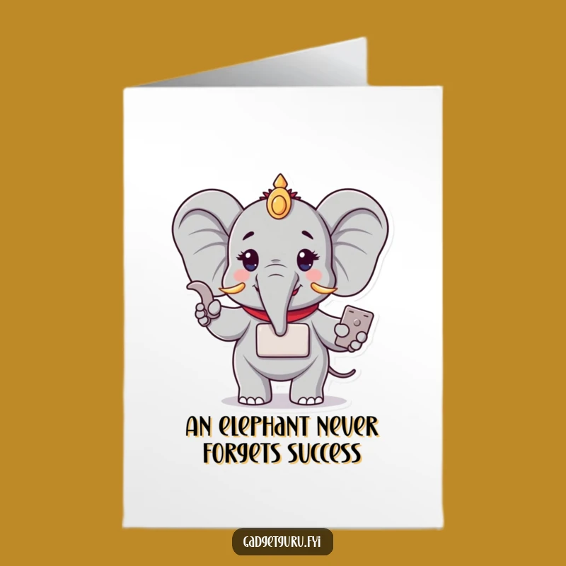Free Printable Congrats Card: Hilarious Elephant Gadget Downloadable for Achievements