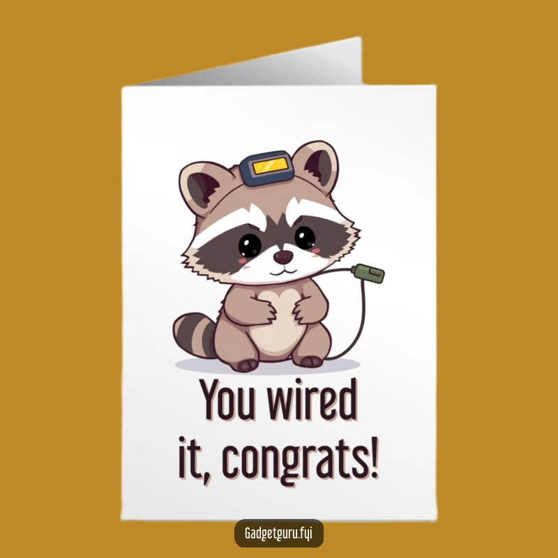 Free Printable Congrats Card: Raccoon Solves Your Success Puzzle!