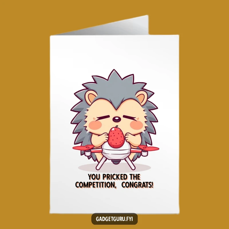 Free Printable Funny Hedgehog Drone Congrats Card - Downloadable Humorous Gift