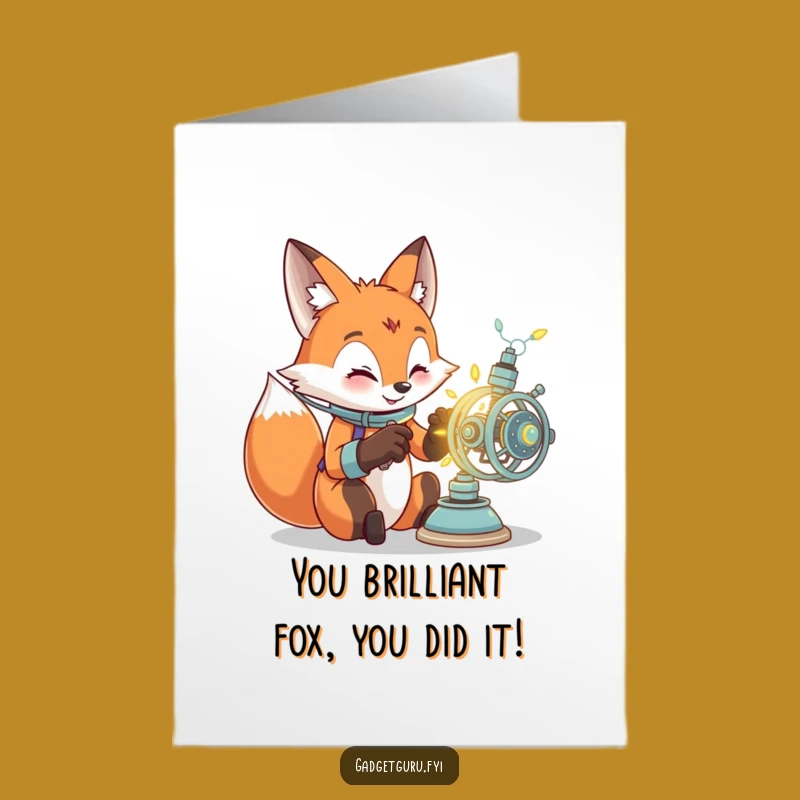 Free Printable Fox Card: Genius Contraption Congrats, Downloadable DIY Gift
