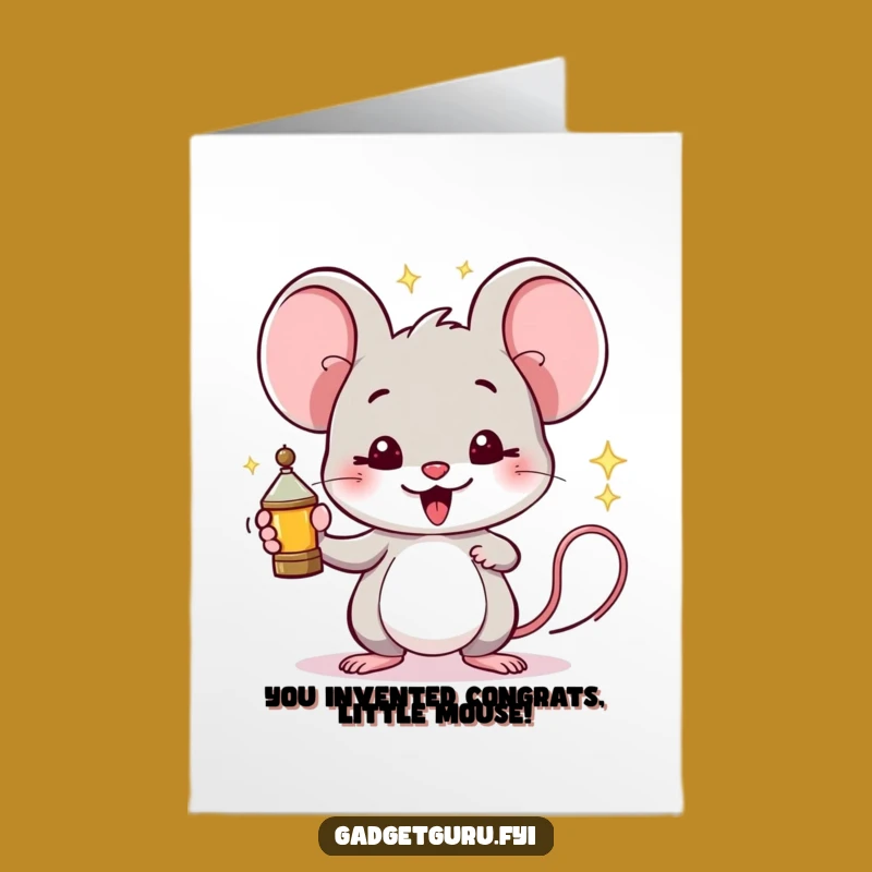 Free Printable Funny Mouse Invention Congrats Card - Downloadable Humorous Gift