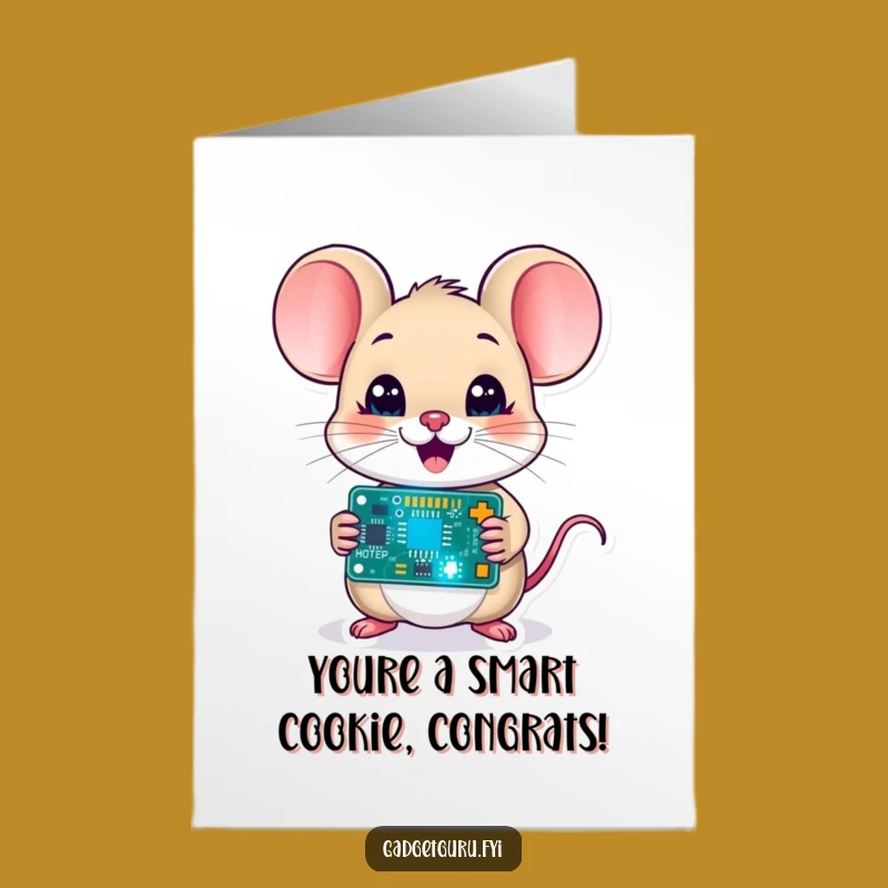 Free Printable Congrats Card: Mouse Techie, Clever Downloadable Gift!