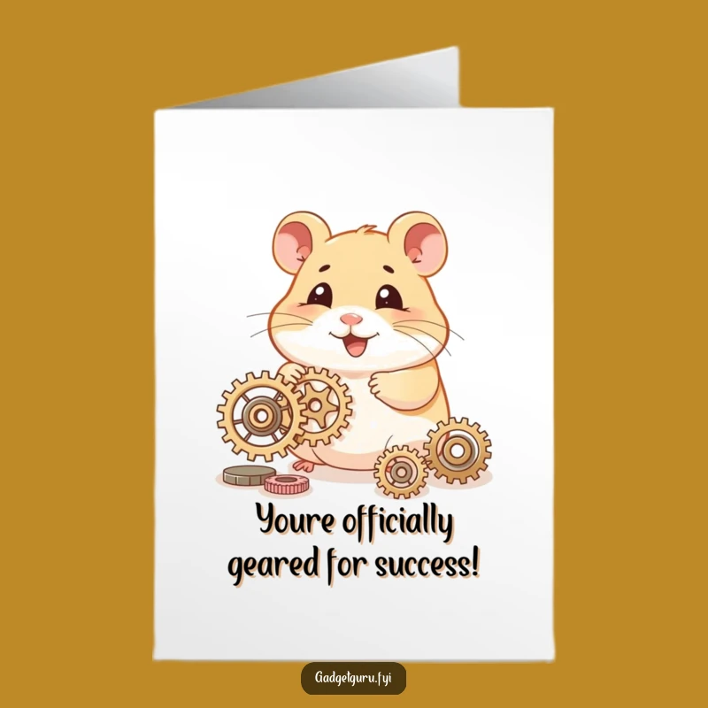 Free Printable Congrats Card: Hamster Gears Funny Downloadable Gift
