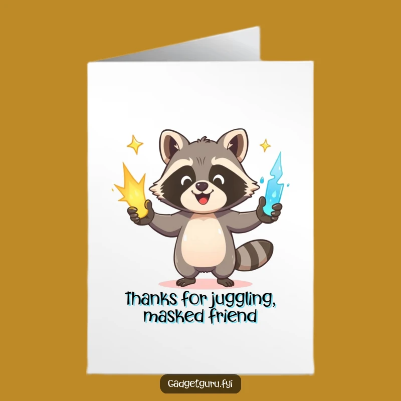 Free Printable Funny Raccoon Power Thank You Card - Downloadable Humorous Gift