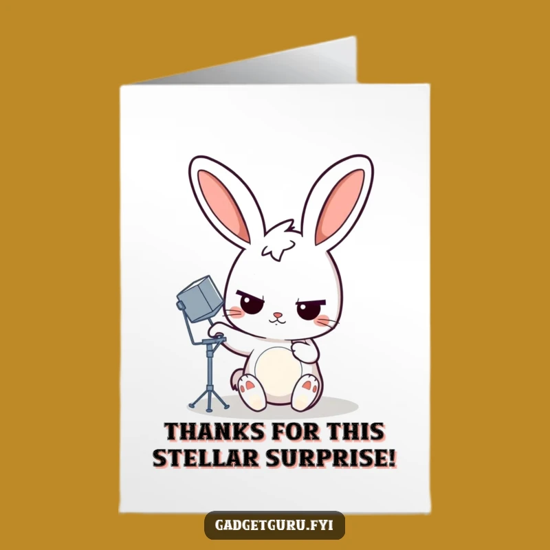 Free Printable Thank You Card: Rabbit Adjusts Dish - Funny Downloadable Gift!