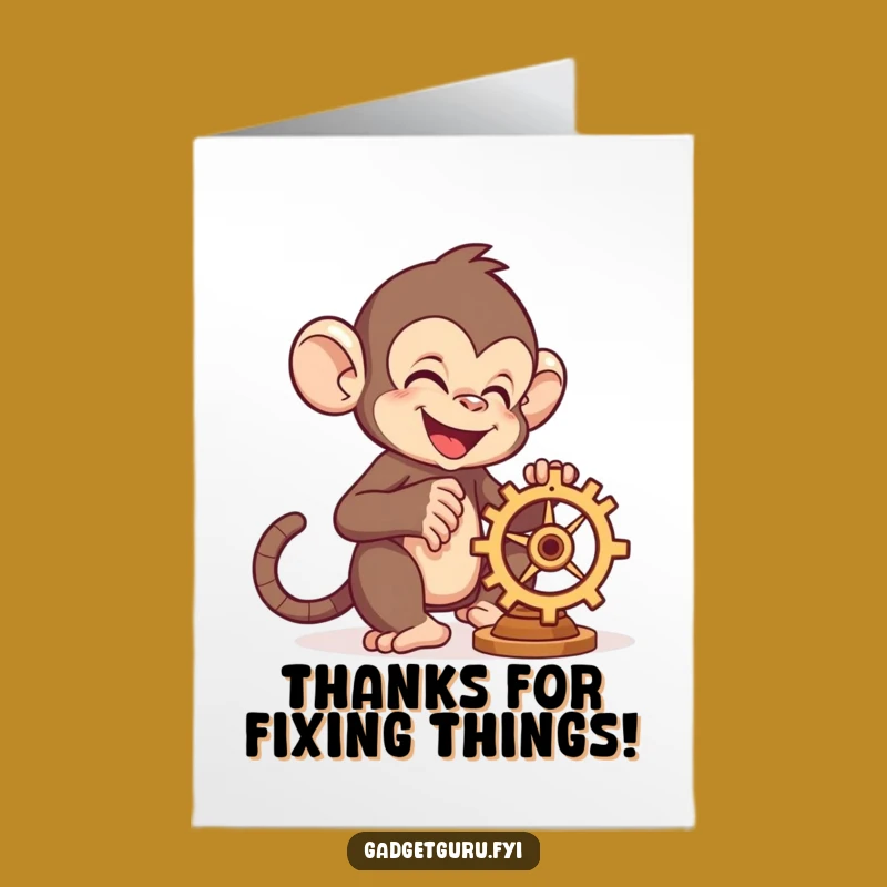 Free Printable Monkey Thank You Card: Gear-ific Gratitude Downloadable