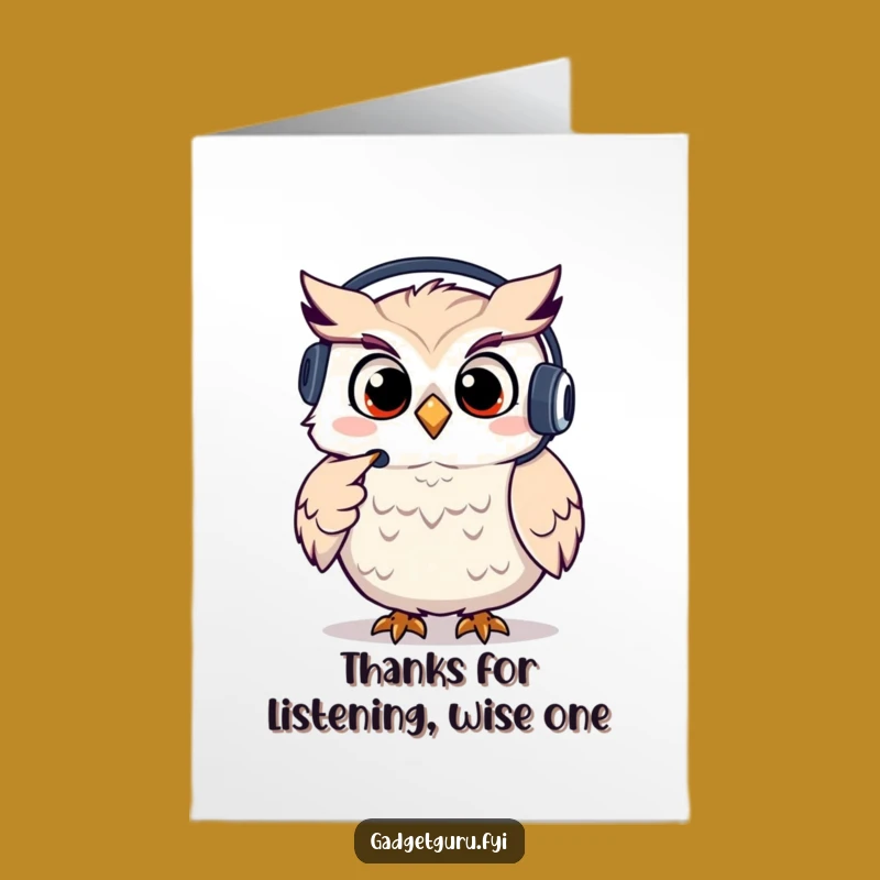 Free Printable Thank You Card: Owl Headset Funny Downloadable Gift