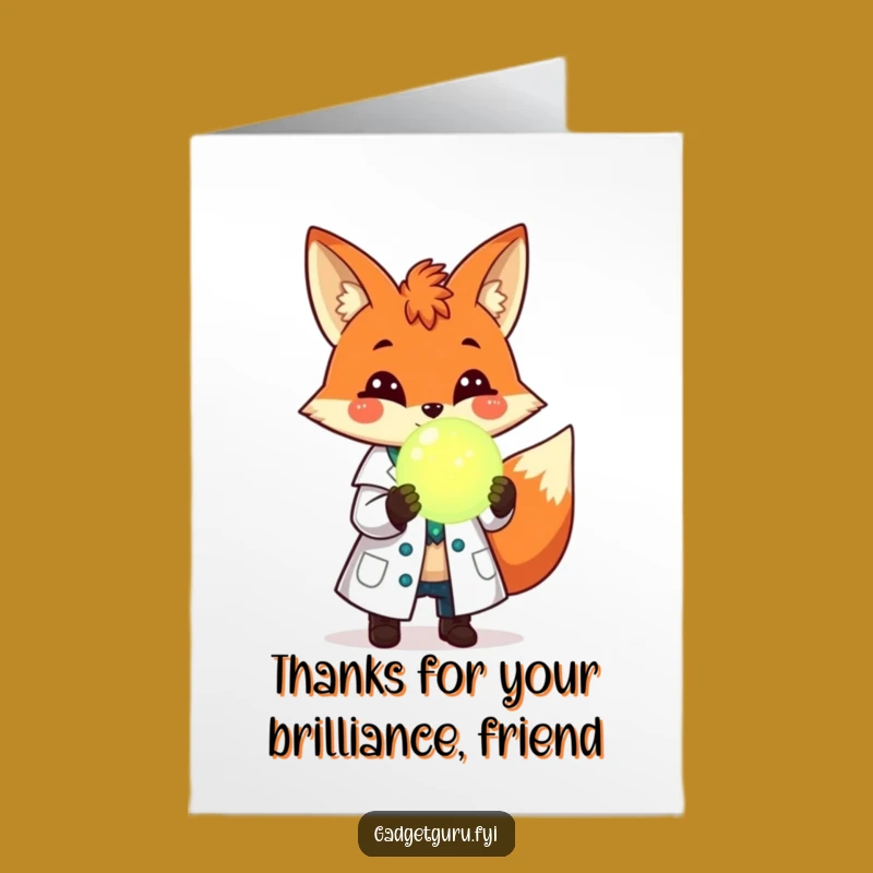 Free Printable Fox Scientist Thank You Card - Humorous Downloadable Gift for Appreciation