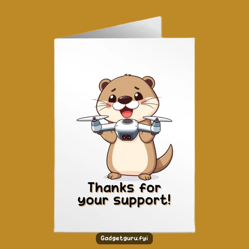 Free Printable Otter Drone Thank You Card: Aerial Gratitude Downloadable