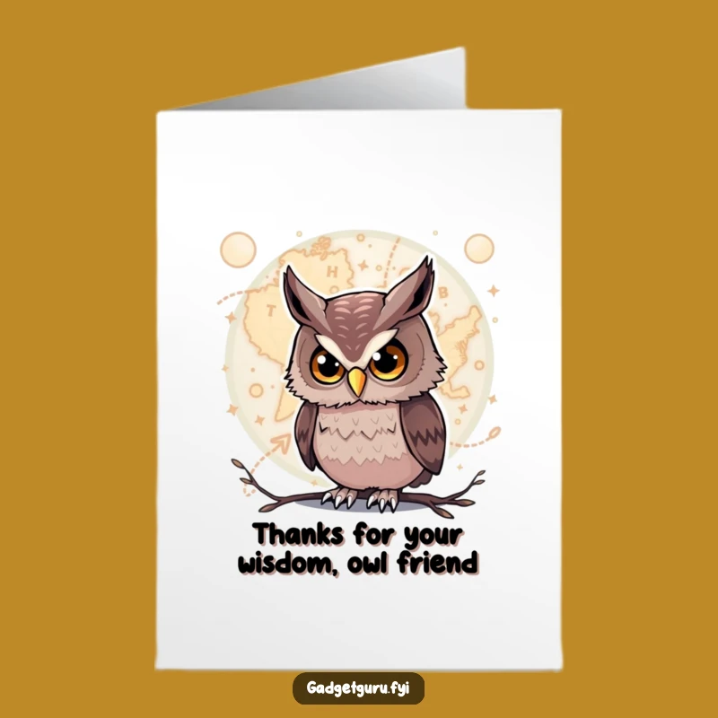 Free Printable Funny Owl Map Thank You Card - Downloadable Humorous Gift