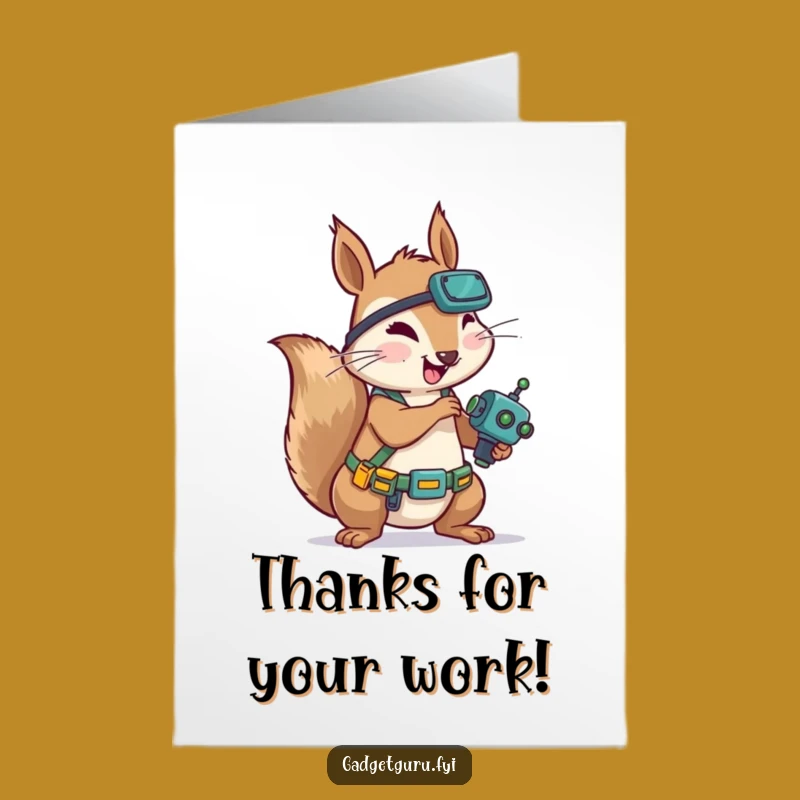 Free Printable Thank You Card: Squirrel Mechanic - Gratitude Downloadable