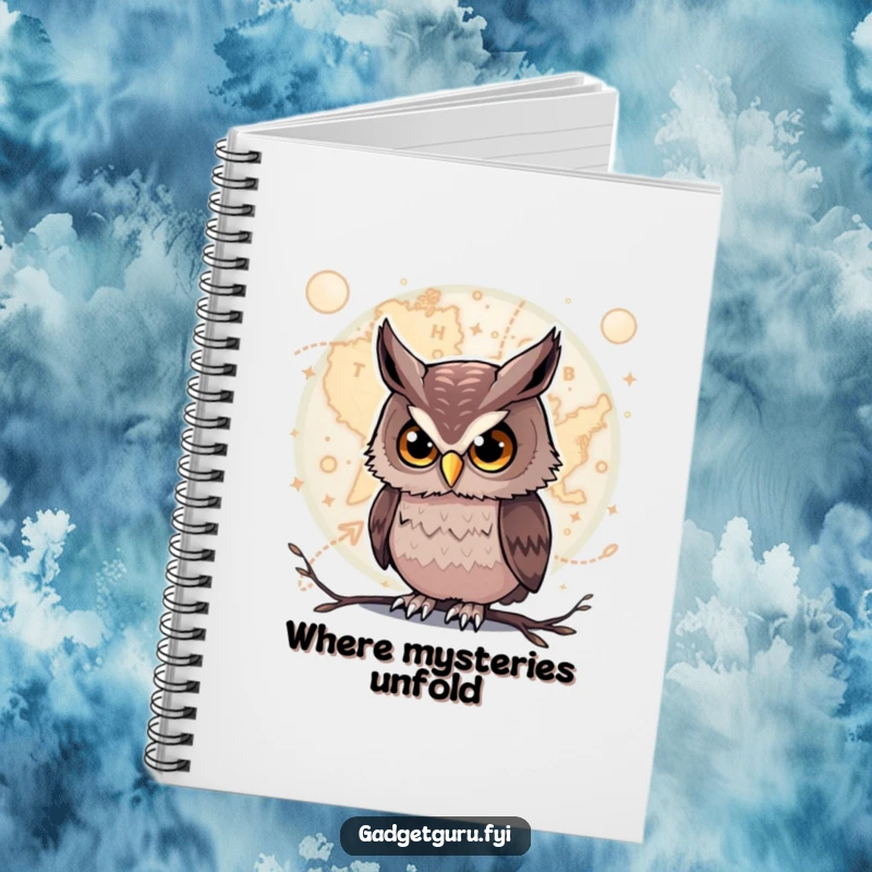 Funny Owl Notebook: A curious owl looks at a glowing map, perfect for recording brilliant thoughts and plans.