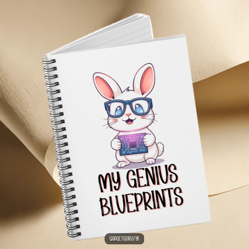 Funny Rabbit Scientist Notebook: A humorous notebook with a rabbit wearing glasses holding a glowing circuit board, perfect for notes.