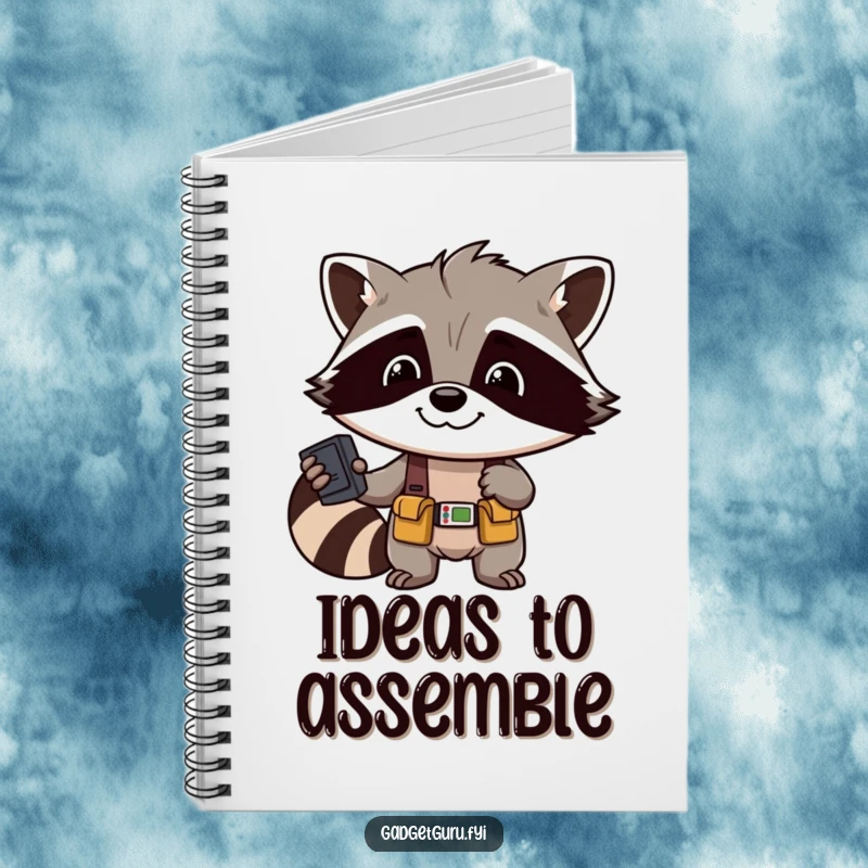 Funny Raccoon Mechanic Notebook: A ruled notebook with a cover featuring a smiling raccoon wearing a tool belt, ready for notes.