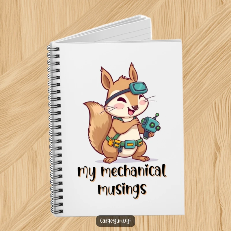 Funny Squirrel Mechanic Notebook: A humorous notebook with a squirrel wearing a tool belt working on a tiny robot, perfect for notes.