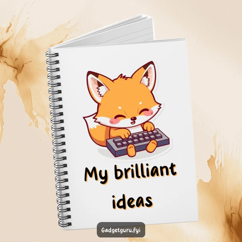 Funny Kawaii Fox Notebook: A cute notebook with a kawaii fox character typing furiously, ideal for capturing thoughts and ideas with humor.