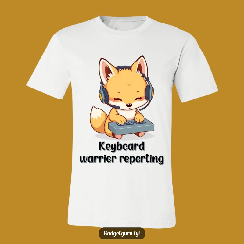 Funny Fox Cub Coder T-Shirt: Headset Keyboard Tee - Gift